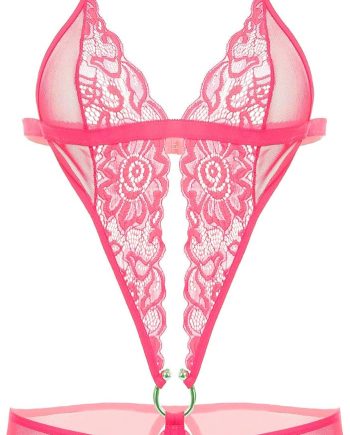 Women Deep V Lingerie Lace Teddy One Piece Babydoll Mini Bodysuit